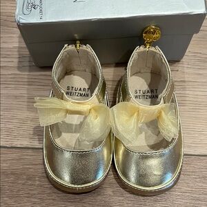 Stuart Weitzman Shimmering Gold Kids Dress Shoes Size 2 (3-6 mo)